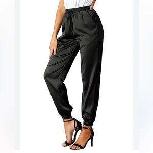 Women’s Entro Black Satin Jogger Pants S